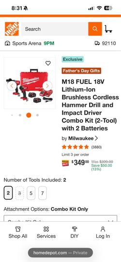 M18 FUEL 18V Lithium-lon Brushless Cordless Hammer Drill and Impact Driver Combo Kit (2-Tool) with 2 Batteries