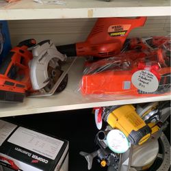 Black & Decker 7 Pc 18v Cordless Combo Drill Circular Saw Vac Flashlight Sander Blower Sawzall 3 Batteries Charger 