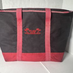 Pre Owned Fair See Last 2 Photos  Wear and Tear and Small Rip Inside Trader Joe’s  Insulated Tote Bag  7 Gallon  Embroidered  Red Black