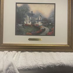 Home Is Where The Heart Is Accent Print Framed In Gold Wood 14x16