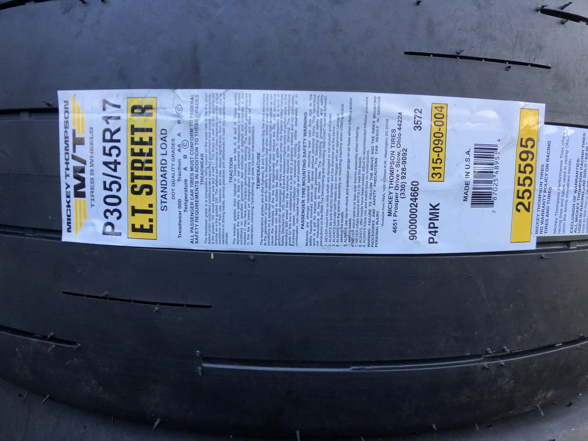 305/45/17. MICKEY THOMPSON ETR