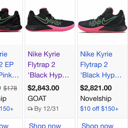 Nike kyrie flytrap 2 black hyper pink sku# A04438-005 size 11 men