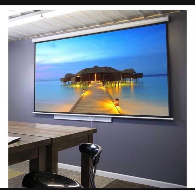 ST// Zeny 100" Diagonal 16:9 Projection Projector Screen HD Manual Pull Down Home Theater