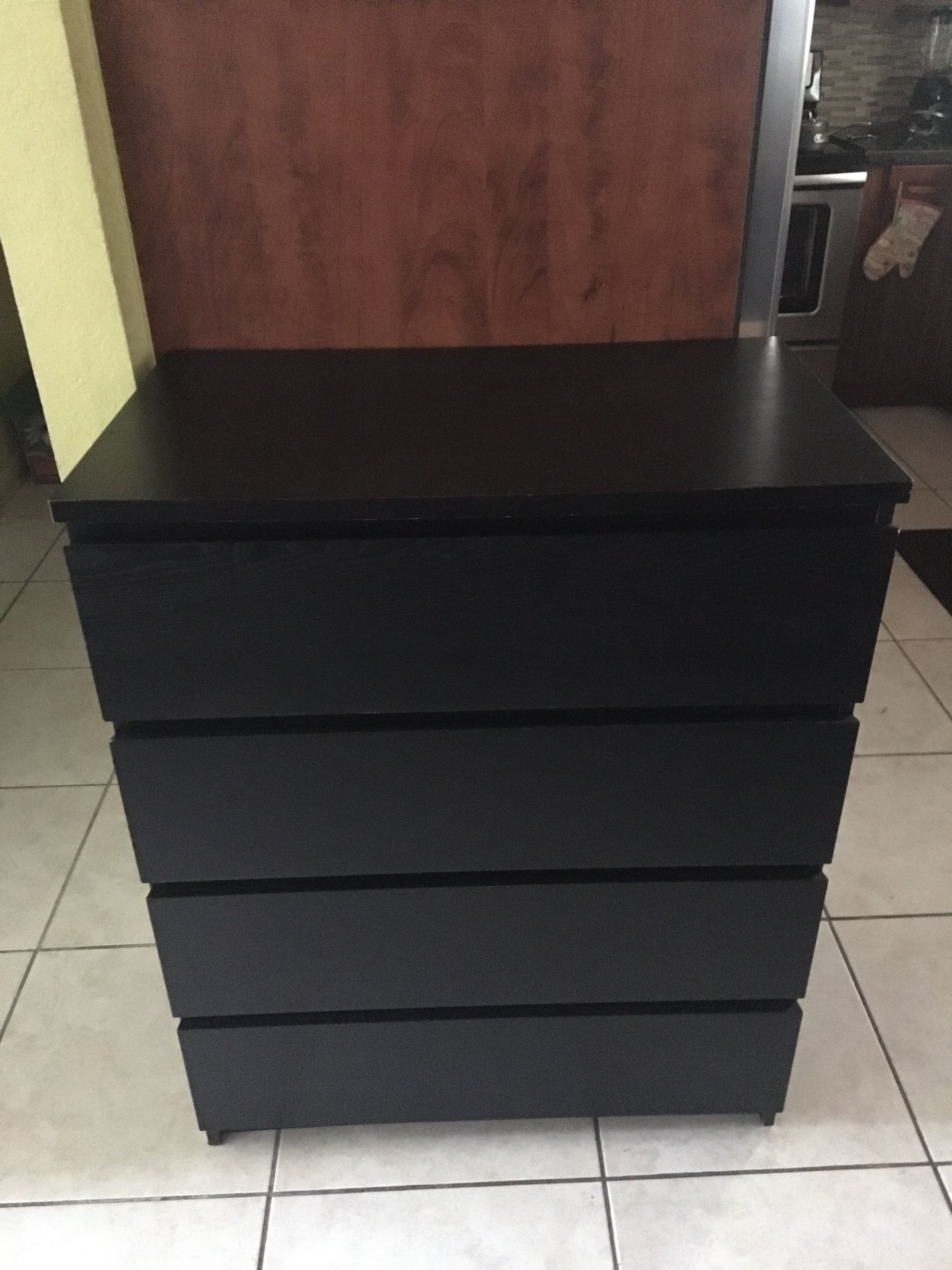 Ikea 4 Drawer Malm Dresser Black-Brown