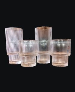 🥂 Set Of 4 Stackable Ripple Drinking Glasses