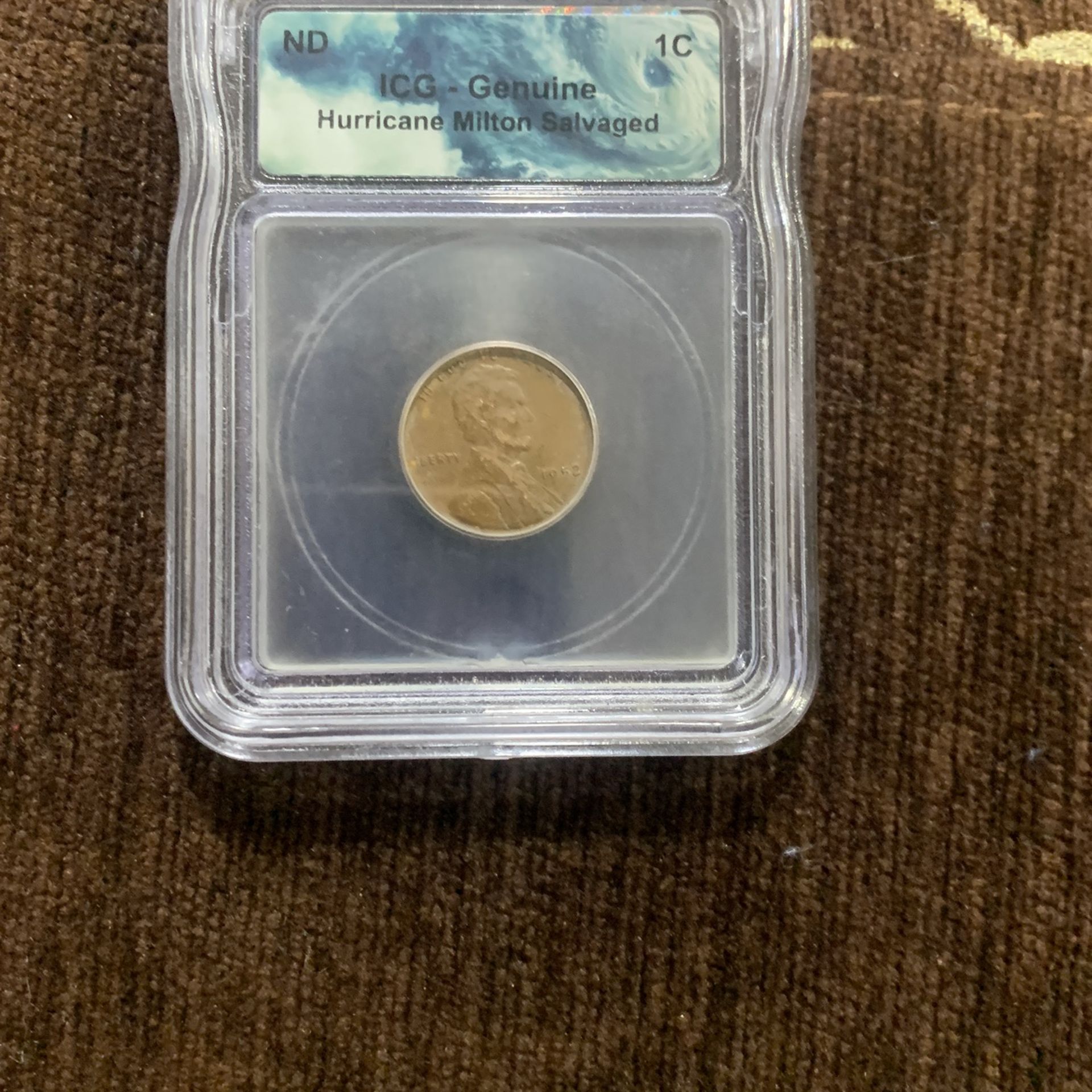 1952 Weak Penny Hurricane Milton Salvaged 