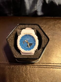 Casio G-Shock White and Blue Watch