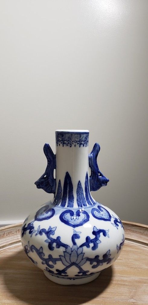 White And Blue Antique Ceramic Vase