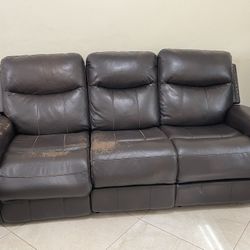 Brown Leather Recliner Sofa 