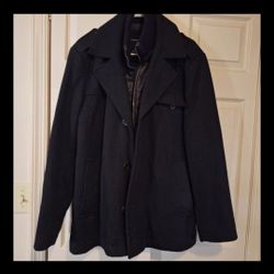 Buffalo David Bitton Black Pea Coat with Tailored Fit
