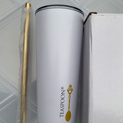 Brand New Teaspoon Stainless Steel Pearl Milk Tea Boba Drink Tumbler with Metal Straw and Gift Box
