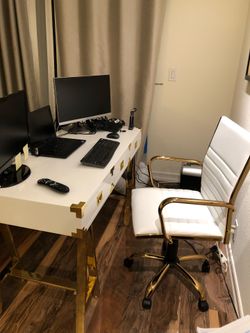 Z Gallerie White & Gold Writing Desk
