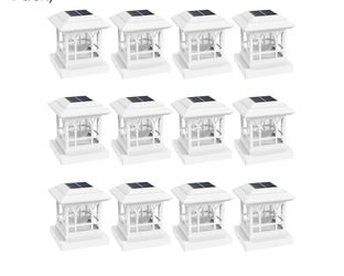 7557: New Fence Post Solar Lights, Crackle Glass Solar Post Cap Lights, 20 Lumens, Warm White & RGB Automatic Cycling 2 Modes for 3.6x3.6 4x4 4.5x4.5 