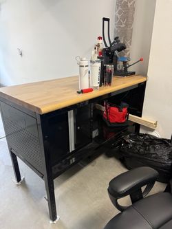 ULINE Work Bench with Cabinet and Power Outlet