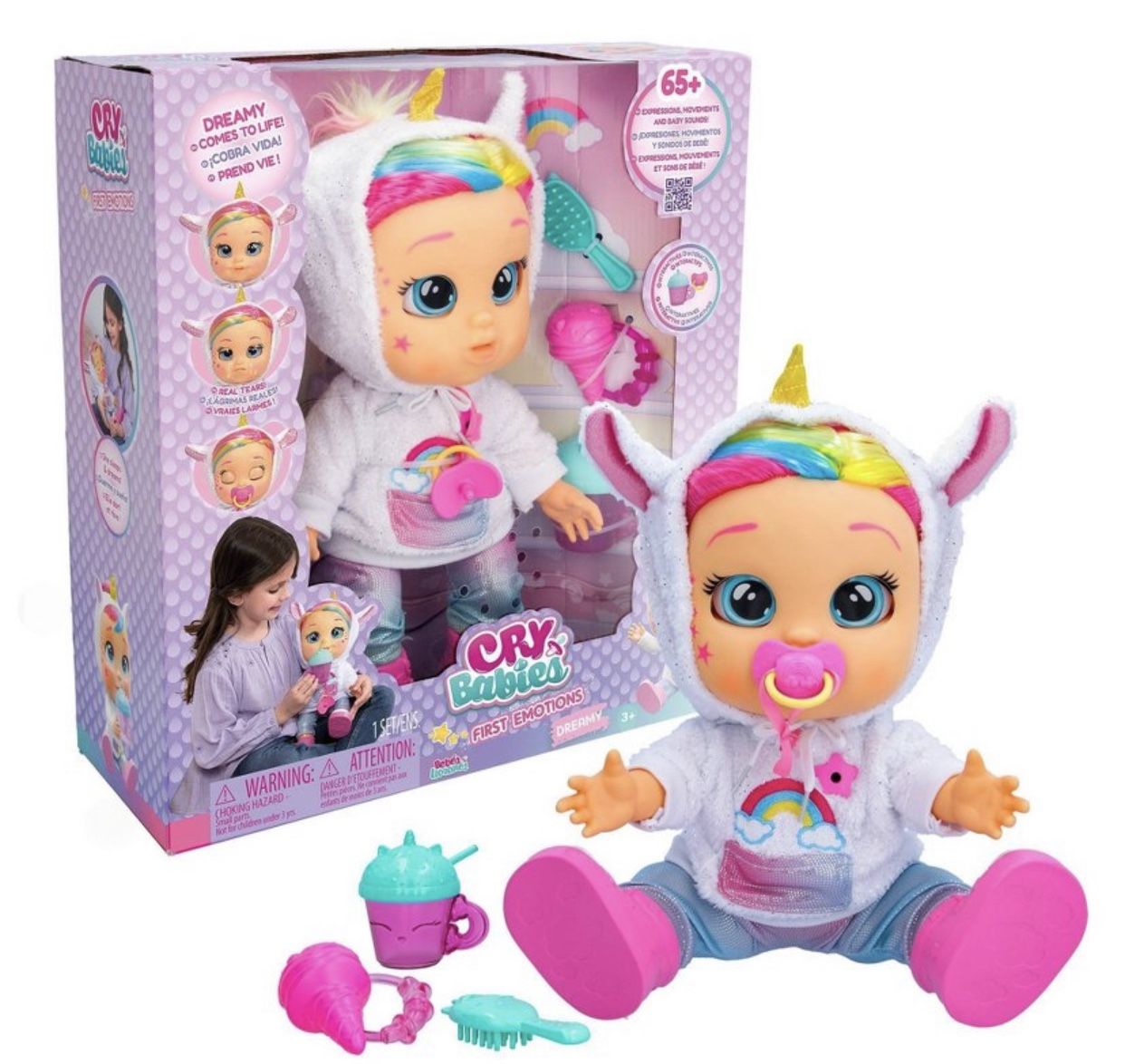 Cry Babies First Emotions Dreamy Interactive Baby Doll with 65+ Emotions and Baby Sounds