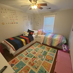**WHOLE KIDS ROOM SALE** (DOUBLE BED , RUG, DRESSER, COMFORTER SET (2) , LAUNDRY BASKET, LAMP, AND TOY CHEST) **STEAL** !!