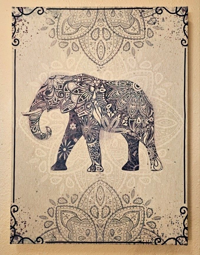 Elephant Mandala Canvas Wall Art