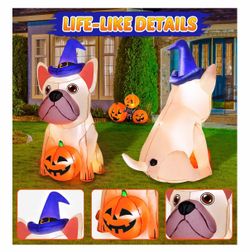 Halloween Inflatable French Bulldog with Pumpkin