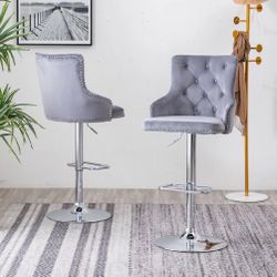 Velvet Bar Stool Chairs (Set of 2pc)