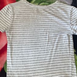 grey and white cropped shirt