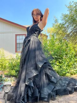Black Glitter Ball Gown Formal Dress