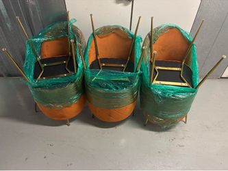 6 Orange Suede Dining Chairs + Glass Table – $400 OBO