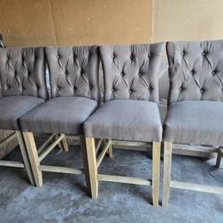GRAY COUNTER HEIGHT STOOLS (PRICE FOR ALL 4)