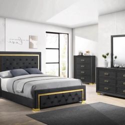 4- Pc Bedroom set Dresser,Mirror  Nightstand (1) Queen size bed frame  Not including Mattress and Box Sp