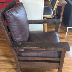 Solid Wood And Leather Chair 