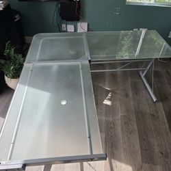 L Shaped Glass Office Desk 
