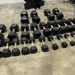 💪 Full Dumbbell Set – 2.5 to 50 lbs Pairs – Commercial Rubber Hex 🏋️‍♂️