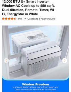 Midea U+, smart inverter window air conditioner, 12,000 BTU’s