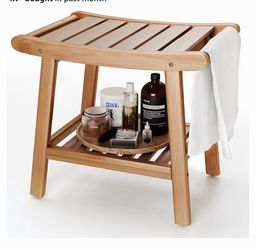 Bamboo Shower Bench with Storage Shelf