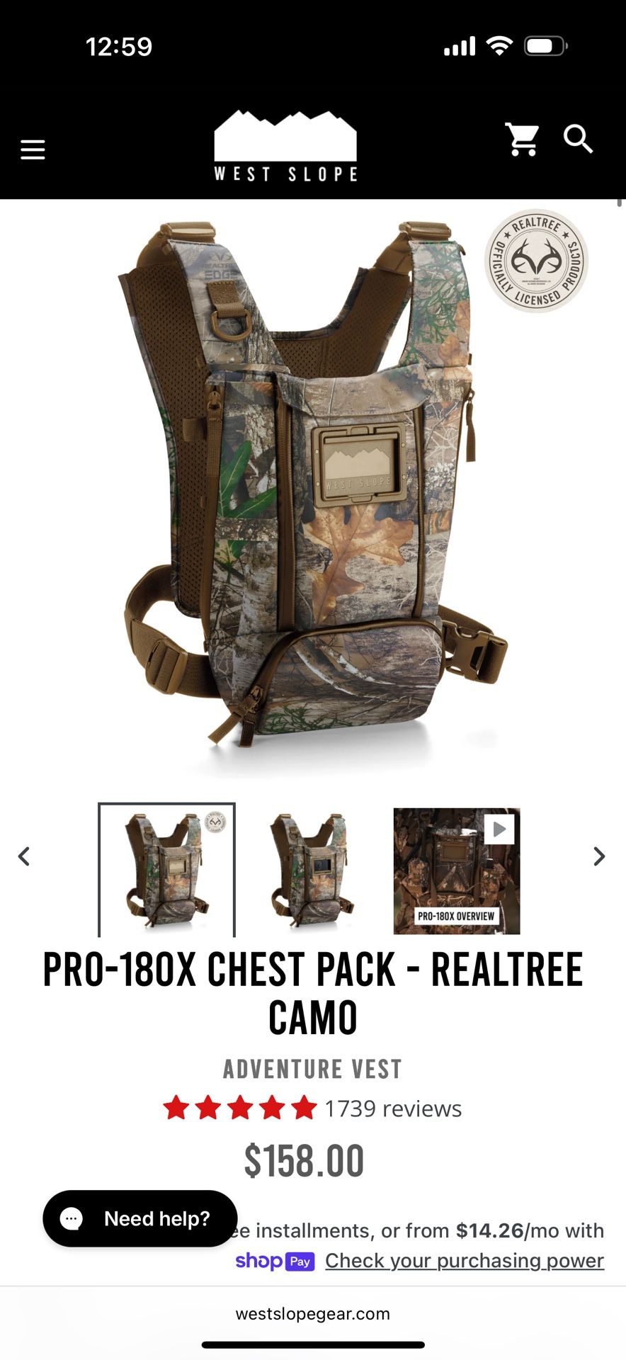 West Slope Pro-180x Chest Pack