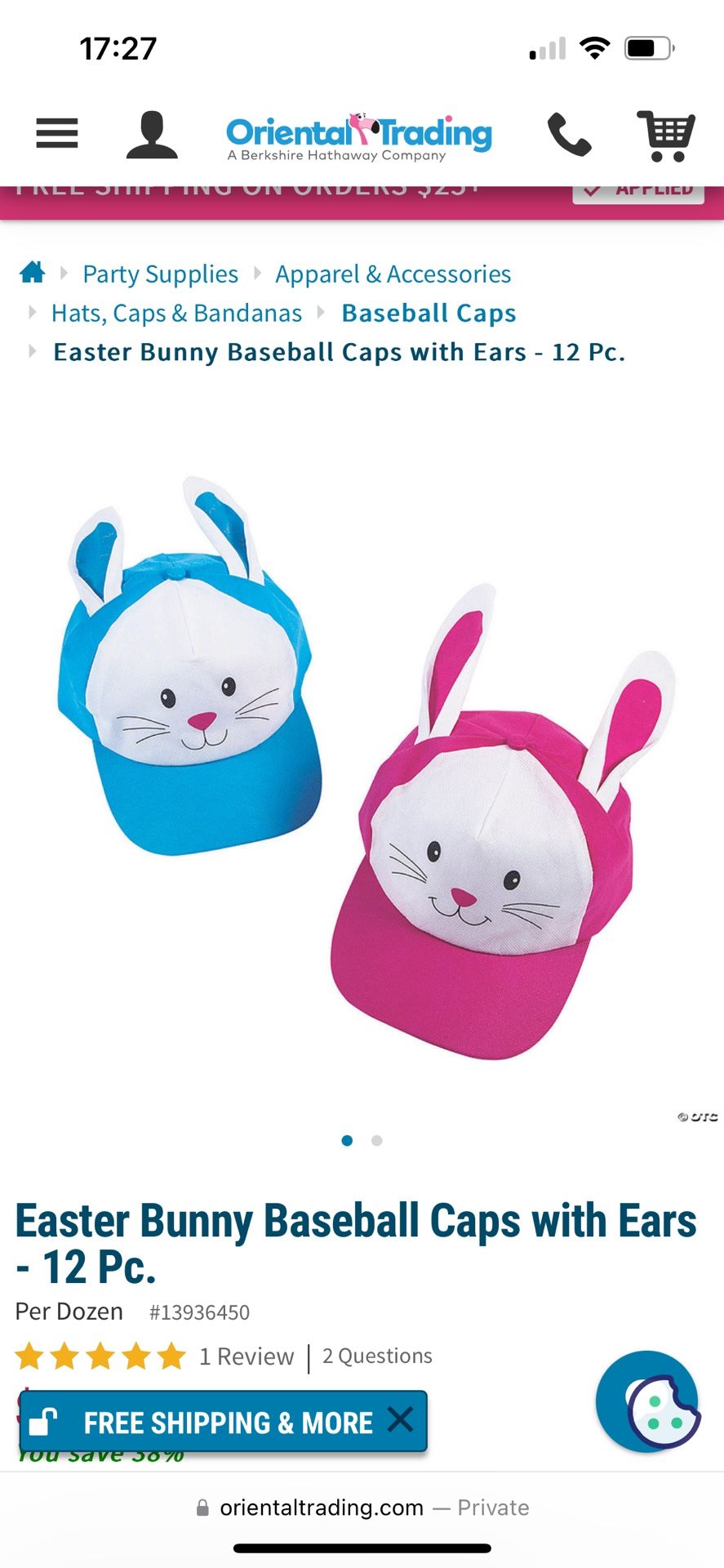 NWT Easter Bunny Baseball Caps with Ears 