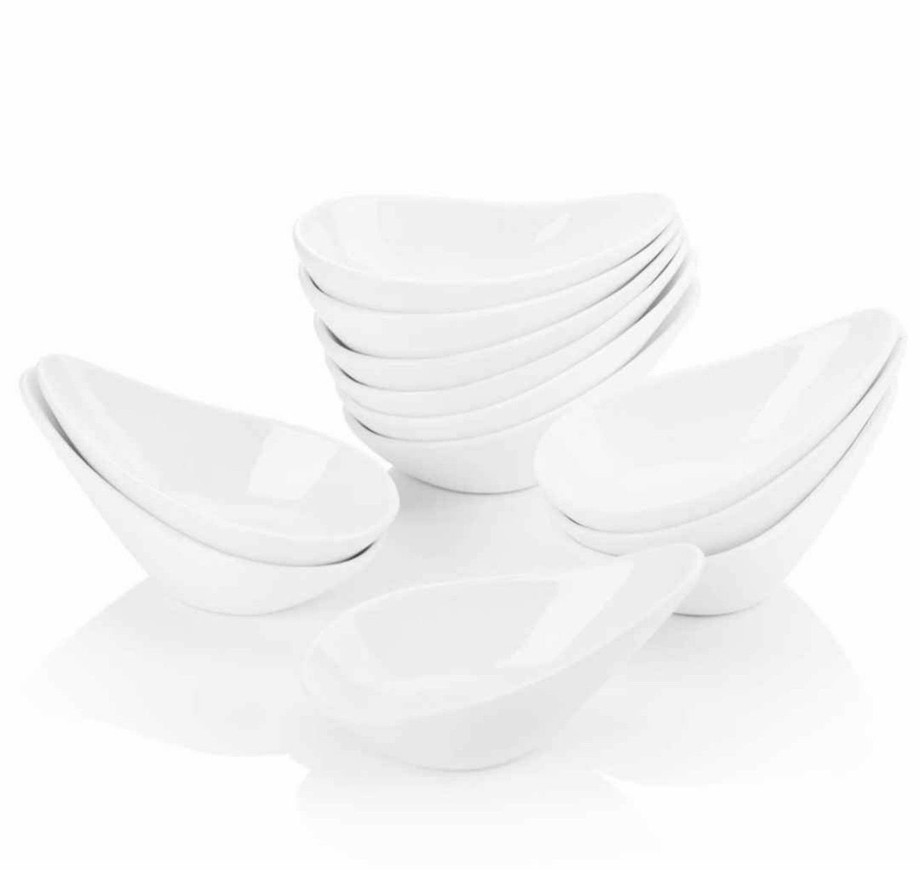 MALACASA, Series Ramekin, 12 pieces Mini Ramekins Ivory White Porcelain Dipping Bowl Snack Serving Dishes
