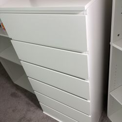 White Modern  6-Draw Dresser 