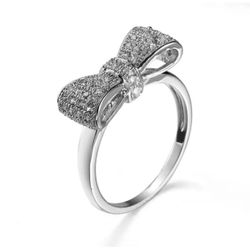 Silver-Sapphire Bow Ring-6;7;8;9;10