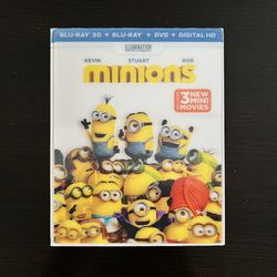 Minions Kid’s 3D Blu-Ray, Blu-Ray, DVD & Digital Movies w/ Slipcover