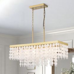 31" Gold Chandelier Adjustable Ceiling 6-Light Fixture Dining Room 