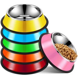 Roshtia  Stainless Steel Dog Bowl Stackable Water And Food Bowl Pet Puppy Dishes With Anti Skid Silicone Base For Medium Large Dogs Cat, 10 