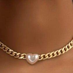 Heart Peart Pendant Fashion Chain 