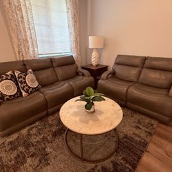 Leather Recliner Living Room Set