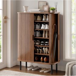 Walnut Brown 6-Tier Shoe Cabinet (Assembled)