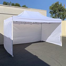 (NEW) $165 Heavy Duty 10x15 ft Popup Canopy with (3 Sidewalls) Instant Shade w/ Carry Bag (2 Colors) 