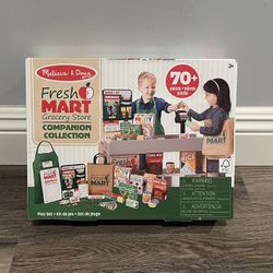 NEW - Melissa & Doug Fresh Mart Grocery Store Play Food and Role Play Companion Set