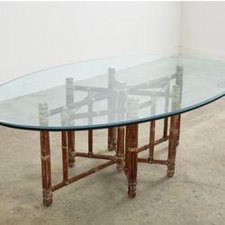 Rattan Dinning Room Table (Heavy Glass) -gorgeous 