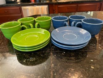 Brand New 12 Pc Homer Laughlin Fiesta Fiestaware 6 Cups + 6 Saucer Sets. $85