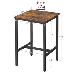 VASAGLE Bar Table Kitchen Dining Table High Top Pub Table - Rustic Brown