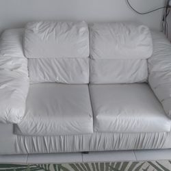 Vintage White Leather Couches